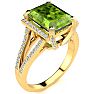 4 Carat Peridot and Halo Diamond Ring In 14 Karat Yellow Gold
 Image-2