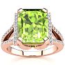 4 Carat Peridot and Halo Diamond Ring In 14 Karat Rose Gold
 Image-1