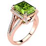 4 Carat Peridot and Halo Diamond Ring In 14 Karat Rose Gold
 Image-2