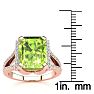 4 Carat Peridot and Halo Diamond Ring In 14 Karat Rose Gold
 Image-5