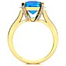 4 1/3 Carat Blue Topaz and Halo Diamond Ring In 14 Karat Yellow Gold
 Image-3