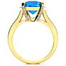 4 Carat Blue Topaz and Halo Diamond Ring In 14 Karat Yellow Gold
 Image-3