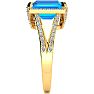 4 1/3 Carat Blue Topaz and Halo Diamond Ring In 14 Karat Yellow Gold
 Image-4