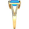 4 Carat Blue Topaz and Halo Diamond Ring In 14 Karat Yellow Gold
 Image-4
