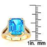 4 Carat Blue Topaz and Halo Diamond Ring In 14 Karat Yellow Gold
 Image-5