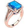 4 1/3 Carat Blue Topaz and Halo Diamond Ring In 14 Karat Rose Gold
 Image-2