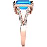 4 Carat Blue Topaz and Halo Diamond Ring In 14 Karat Rose Gold
 Image-4