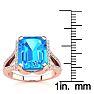 4 1/3 Carat Blue Topaz and Halo Diamond Ring In 14 Karat Rose Gold
 Image-5