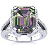 4 Carat Octoagon Shape Mystic Topaz Ring With Diamonds In 14 Karat White Gold Image-1