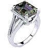 4 Carat Octoagon Shape Mystic Topaz Ring With Diamonds In 14 Karat White Gold Image-2