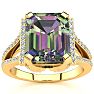 4 Carat Octoagon Shape Mystic Topaz Ring With Diamonds In 14 Karat Yellow Gold Image-1