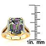 4 Carat Octoagon Shape Mystic Topaz Ring With Diamonds In 14 Karat Yellow Gold Image-5