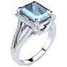 Aquamarine Ring: Aquamarine Jewelry: 4 Carat Aquamarine and Halo Diamond Ring In 14 Karat White Gold
 Image-2