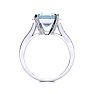 Aquamarine Ring: Aquamarine Jewelry: 4 Carat Aquamarine and Halo Diamond Ring In 14 Karat White Gold
 Image-4