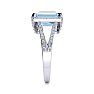 Aquamarine Ring: Aquamarine Jewelry: 4 Carat Aquamarine and Halo Diamond Ring In 14 Karat White Gold
 Image-5