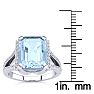 Aquamarine Ring: Aquamarine Jewelry: 4 Carat Aquamarine and Halo Diamond Ring In 14 Karat White Gold
 Image-6