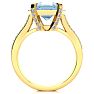 Aquamarine Ring: Aquamarine Jewelry: 4 Carat Aquamarine and Halo Diamond Ring In 14 Karat Yellow Gold
 Image-3