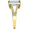 Aquamarine Ring: Aquamarine Jewelry: 4 Carat Aquamarine and Halo Diamond Ring In 14 Karat Yellow Gold
 Image-4