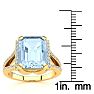 Aquamarine Ring: Aquamarine Jewelry: 4 Carat Aquamarine and Halo Diamond Ring In 14 Karat Yellow Gold
 Image-5