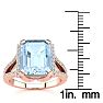 Aquamarine Ring: Aquamarine Jewelry: 3 1/2 Carat Aquamarine and Halo Diamond Ring In 14 Karat Rose Gold
 Image-5