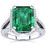 4 Carat Emerald and Halo Diamond Ring In 14 Karat White Gold
 Image-1