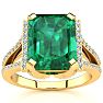 3 1/2 Carat Emerald and Halo Diamond Ring In 14 Karat Yellow Gold
 Image-1