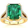 4 Carat Emerald and Halo Diamond Ring In 14 Karat Yellow Gold
 Image-1