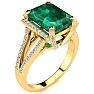 3 1/2 Carat Emerald and Halo Diamond Ring In 14 Karat Yellow Gold
 Image-2