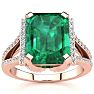 4 Carat Emerald and Halo Diamond Ring In 14 Karat Rose Gold
 Image-1