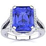 4 Carat Tanzanite and Halo Diamond Ring In 14 Karat White Gold
 Image-1