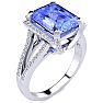 4 Carat Tanzanite and Halo Diamond Ring In 14 Karat White Gold
 Image-2