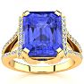 4 Carat Tanzanite and Halo Diamond Ring In 14 Karat Yellow Gold
 Image-1