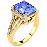 4 Carat Tanzanite and Halo Diamond Ring In 14 Karat Yellow Gold
 Image-2