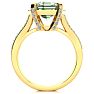 4 Carat Green Amethyst and Halo Diamond Ring In 14 Karat Yellow Gold Image-3