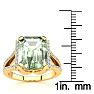 4 Carat Green Amethyst and Halo Diamond Ring In 14 Karat Yellow Gold Image-5