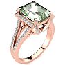 4 Carat Green Amethyst and Halo Diamond Ring In 14 Karat Rose Gold Image-2