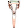 4 Carat Green Amethyst and Halo Diamond Ring In 14 Karat Rose Gold Image-4