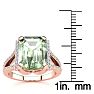 4 Carat Green Amethyst and Halo Diamond Ring In 14 Karat Rose Gold Image-5