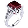 4 Carat Ruby and Halo Diamond Ring In 14 Karat White Gold Image-2