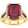 4 Carat Ruby and Halo Diamond Ring In 14 Karat Yellow Gold Image-1