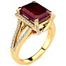 4 Carat Ruby and Halo Diamond Ring In 14 Karat Yellow Gold Image-2