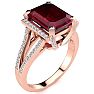 4 Carat Ruby and Halo Diamond Ring In 14 Karat Rose Gold Image-2