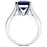 4 Carat Sapphire and Halo Diamond Ring In 14 Karat White Gold Image-3
