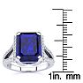 4 Carat Sapphire and Halo Diamond Ring In 14 Karat White Gold Image-5