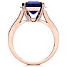 4 Carat Sapphire and Halo Diamond Ring In 14 Karat Rose Gold Image-3