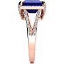 4 Carat Sapphire and Halo Diamond Ring In 14 Karat Rose Gold Image-4