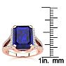 4 Carat Sapphire and Halo Diamond Ring In 14 Karat Rose Gold Image-5