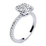 2 1/2 Carat Cushion Cut Halo Diamond Engagement Ring in 14 Karat White Gold Image-2