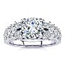 14K White Gold 2 1/3 Carat Fancy Diamond Engagement Ring, With 1.25 Carat Center Image-1