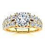 14K Yellow Gold 2 1/3 Carat Fancy Diamond Engagement Ring, With 1.25 Carat Center Image-1